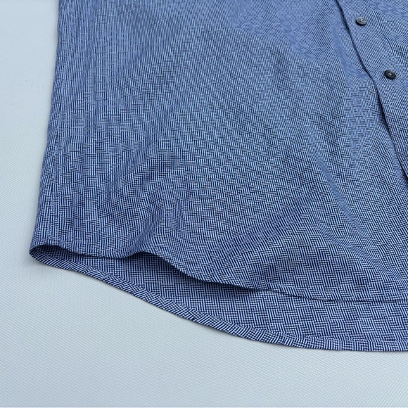 Bugatchi Casual Blue Button Down Shirt with Contrasting Trim - Picture 11 of 13